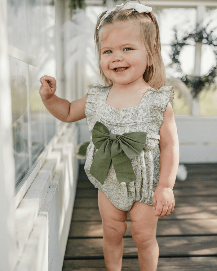 Indie Bow Front Bubble Romper - Bleu de Provence product_type - Bailey's Blossoms