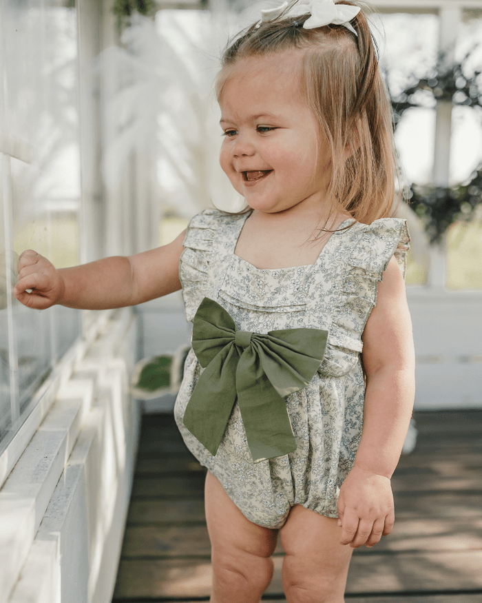Indie Bow Front Bubble Romper - Bleu de Provence product_type - Bailey's Blossoms