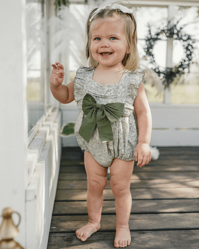 Indie Bow Front Bubble Romper - Bleu de Provence product_type - Bailey's Blossoms