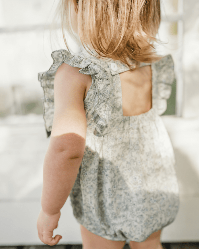 Indie Bow Front Bubble Romper - Bleu de Provence product_type - Bailey's Blossoms