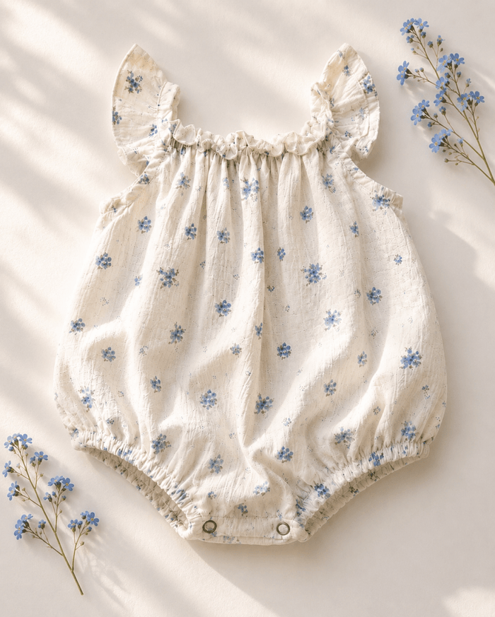 Ivy Flutter Sleeve Bubble Romper - Blue Patina product_type - Bailey's Blossoms