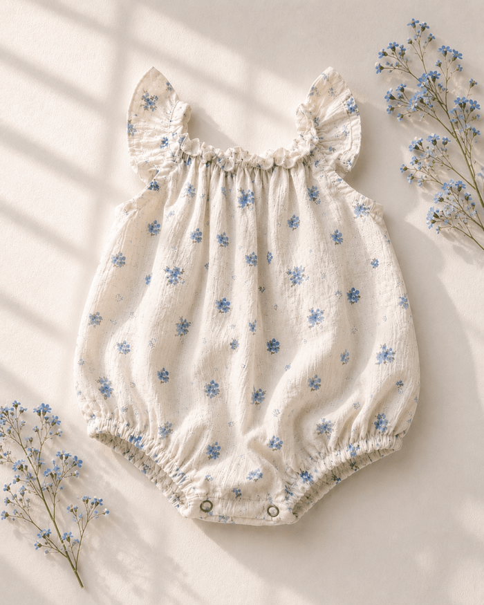 Ivy Flutter Sleeve Bubble Romper - Blue Patina product_type - Bailey's Blossoms
