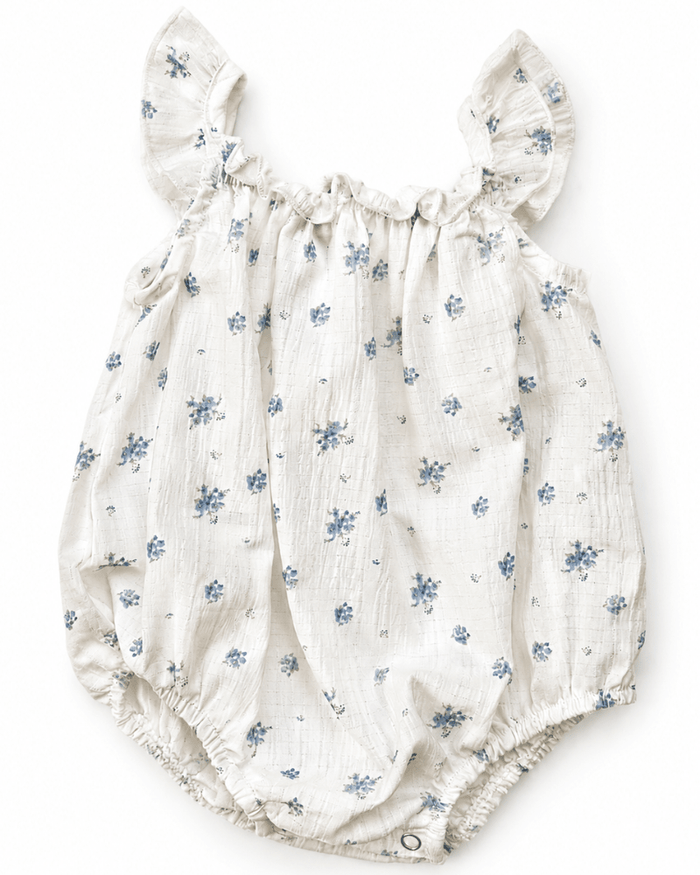 Ivy Flutter Sleeve Bubble Romper - Blue Patina product_type - Bailey's Blossoms
