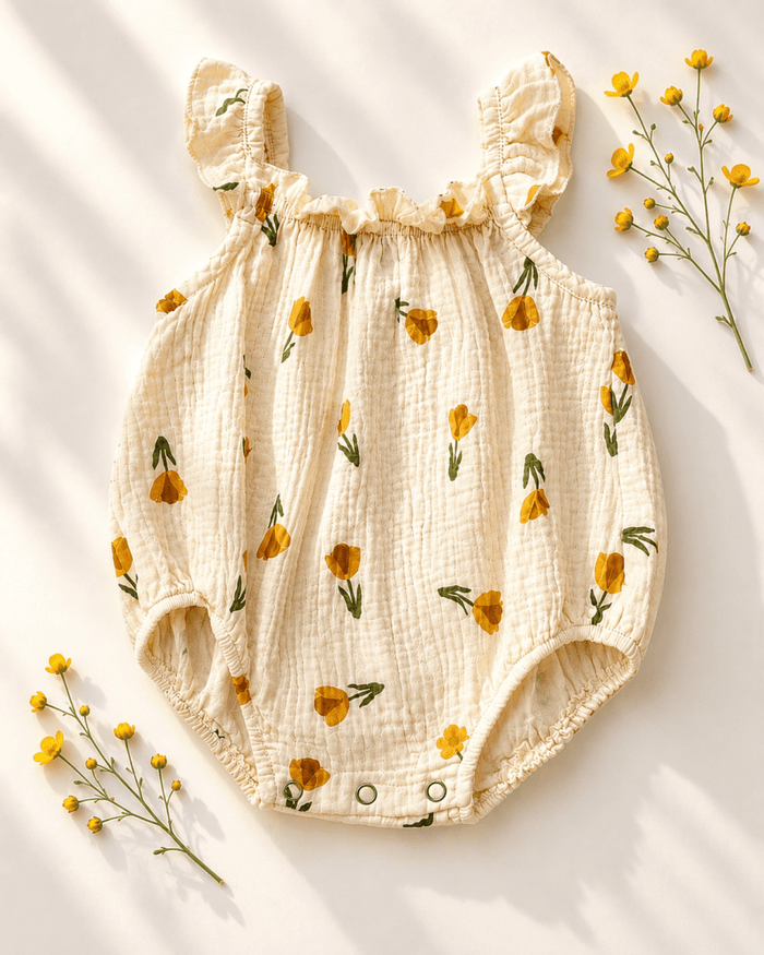 Ivy Flutter Sleeve Bubble Romper - Buttercup Bloom product_type - Bailey's Blossoms