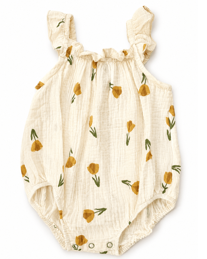 Ivy Flutter Sleeve Bubble Romper - Buttercup Bloom product_type - Bailey's Blossoms