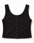 Josie Button Front Ribbed Tank - Black product_type - Bailey's Blossoms