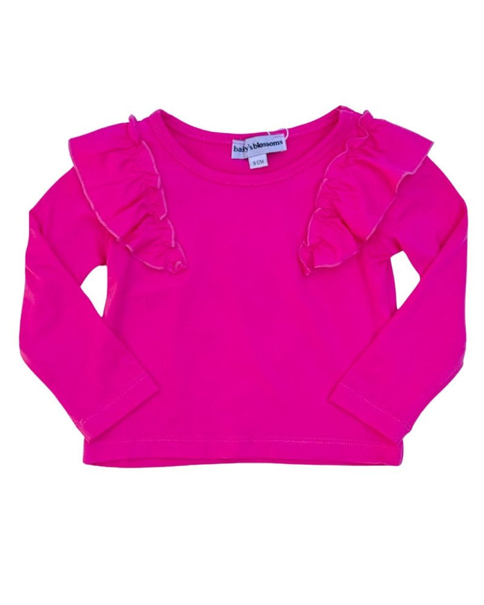 June Ruffle Shoulder Top & Leotard - Hot Pink product_type - Bailey's Blossoms