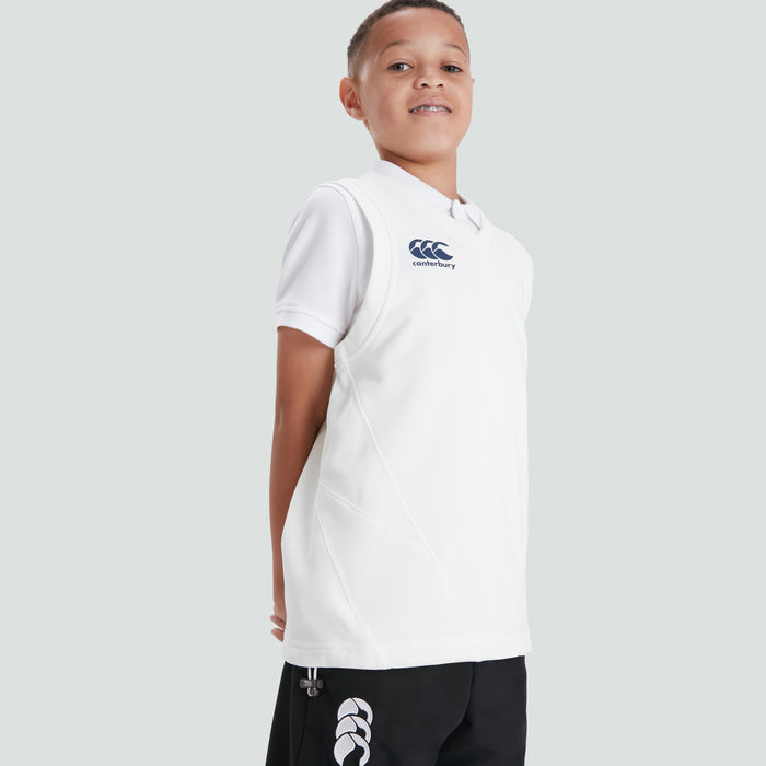 Junior Unisex Sleeveless Cricket Overshirt Cream