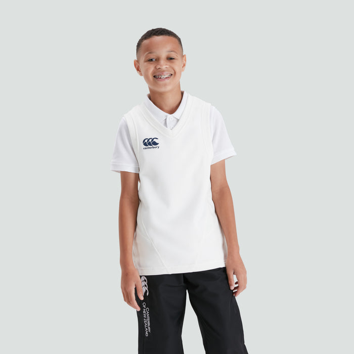 Junior Unisex Sleeveless Cricket Overshirt Cream
