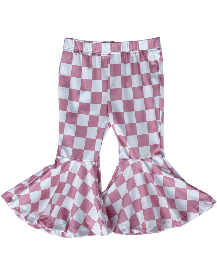 Keely Exaggerated Bell Bottoms - Pink Check product_type - Bailey's Blossoms