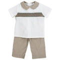 Khaki Microcheck with Blue Geometrics - Boys Pant Set