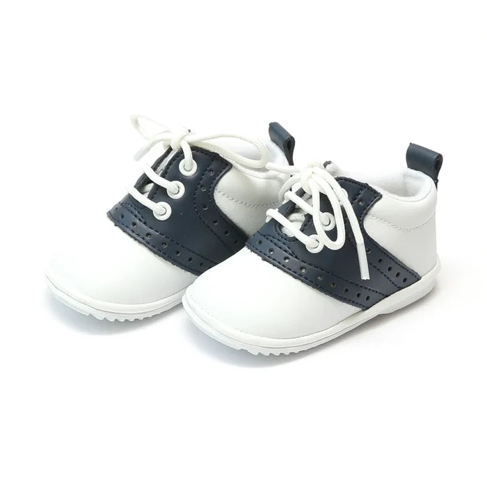 L'AMOUR Austin Leather Saddle Oxford Shoe- Navy/White