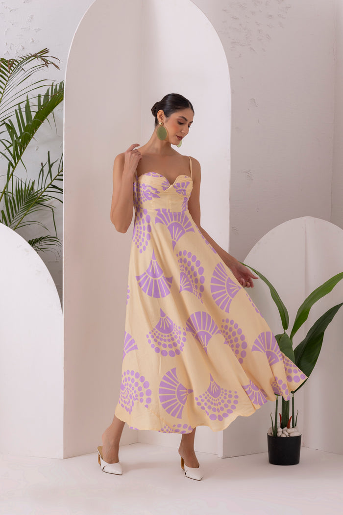 LEMON FLORAL PRINTED DRESS