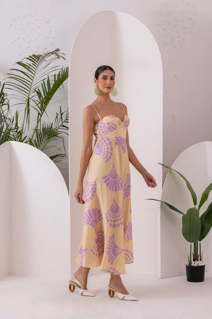LEMON FLORAL PRINTED DRESS