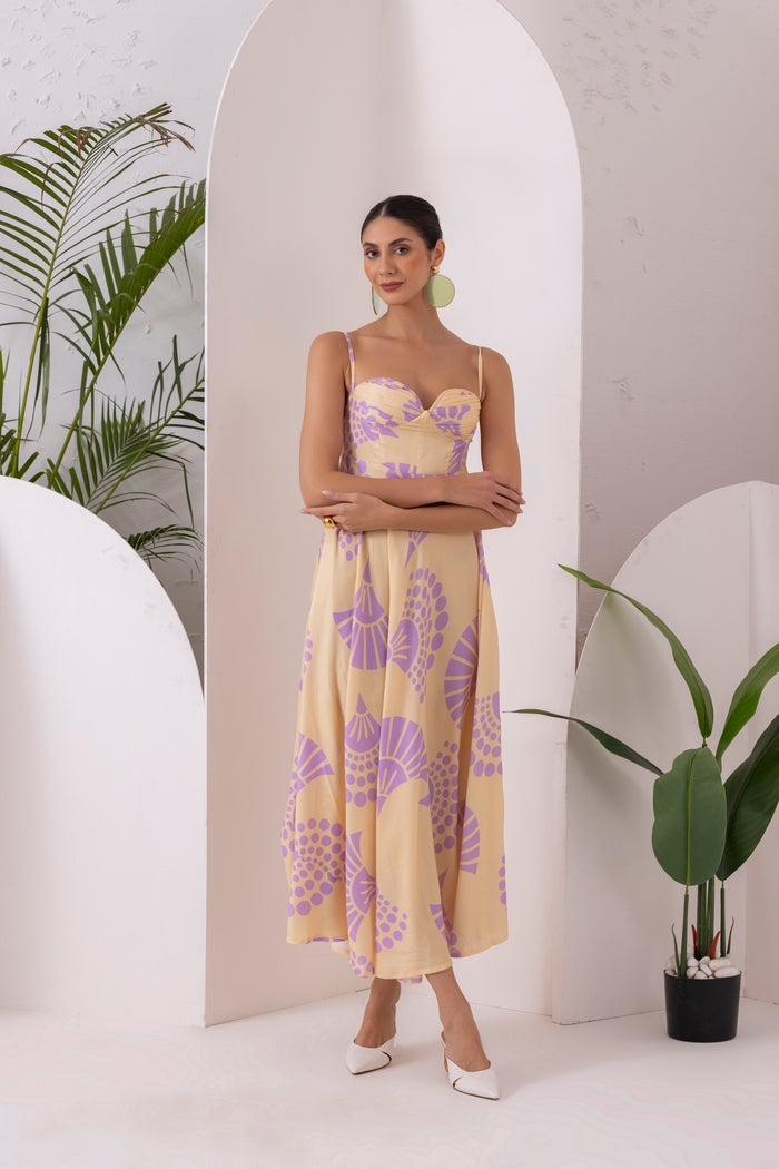 LEMON FLORAL PRINTED DRESS