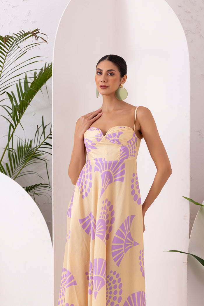 LEMON FLORAL PRINTED DRESS