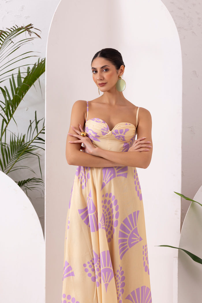 LEMON FLORAL PRINTED DRESS