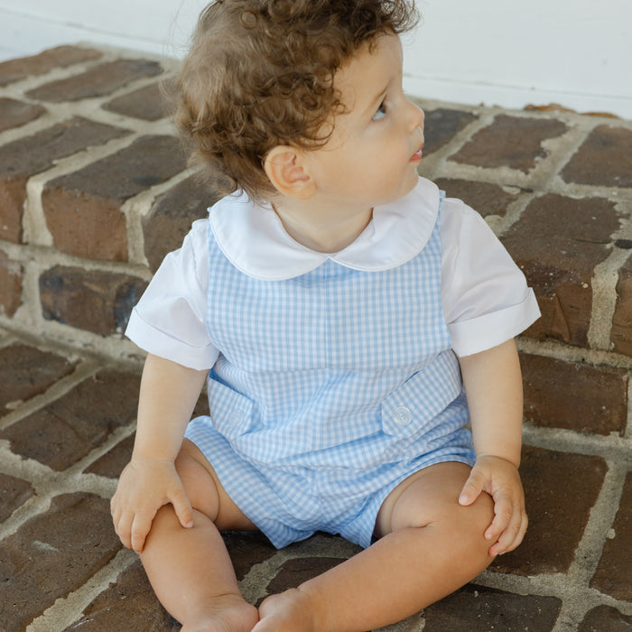 Light Blue Check - John John Short with Tabs