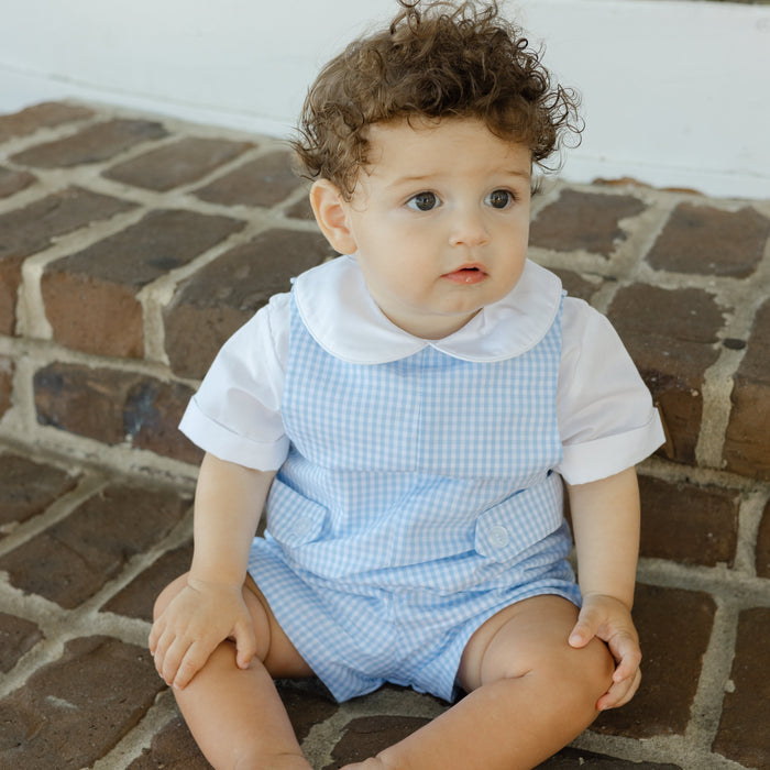Light Blue Check - John John Short with Tabs