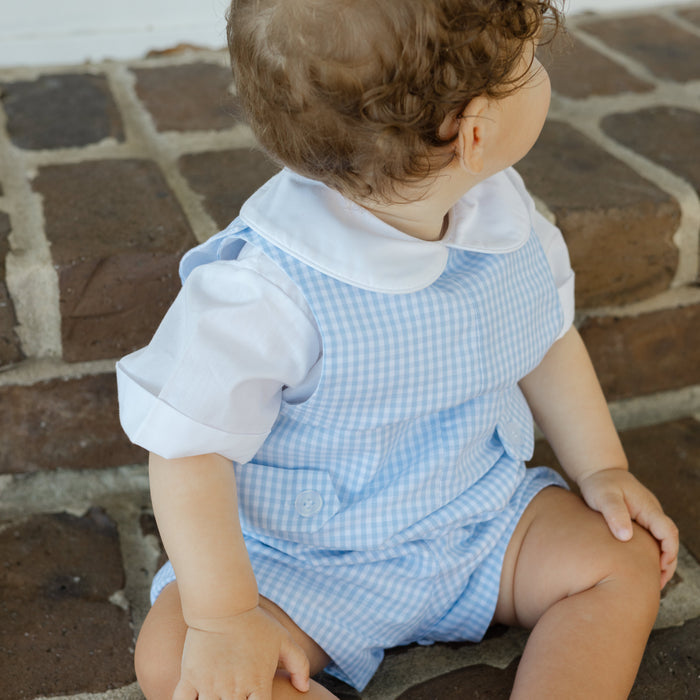 Light Blue Check - John John Short with Tabs