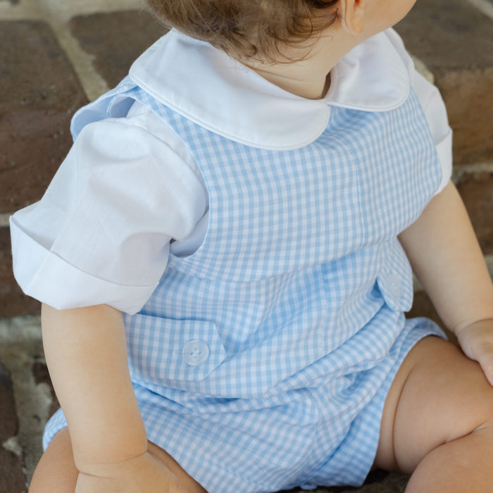 Light Blue Check - John John Short with Tabs
