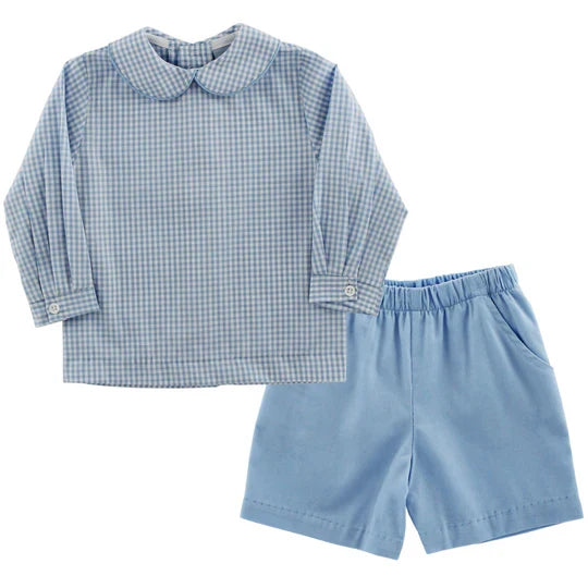 Light Blue Corduroy - Elastic Waist Short