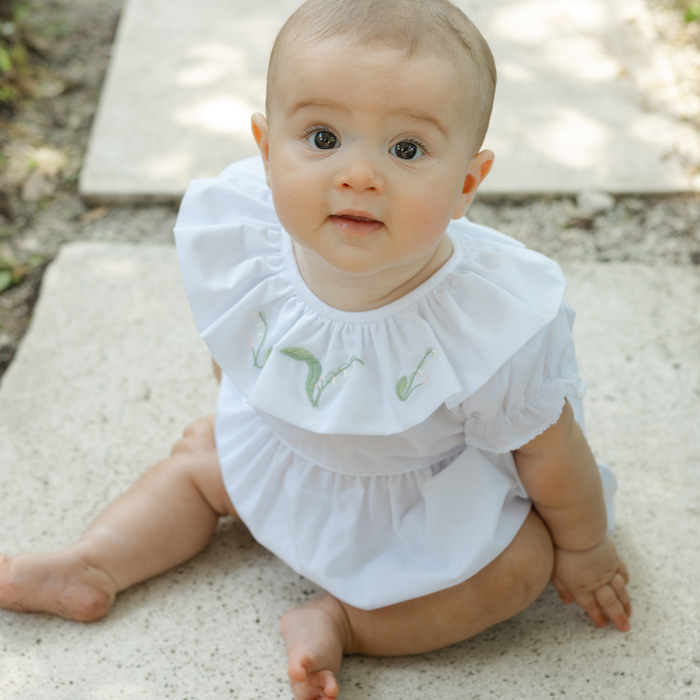 Lily of the Valley - White Girls Romper