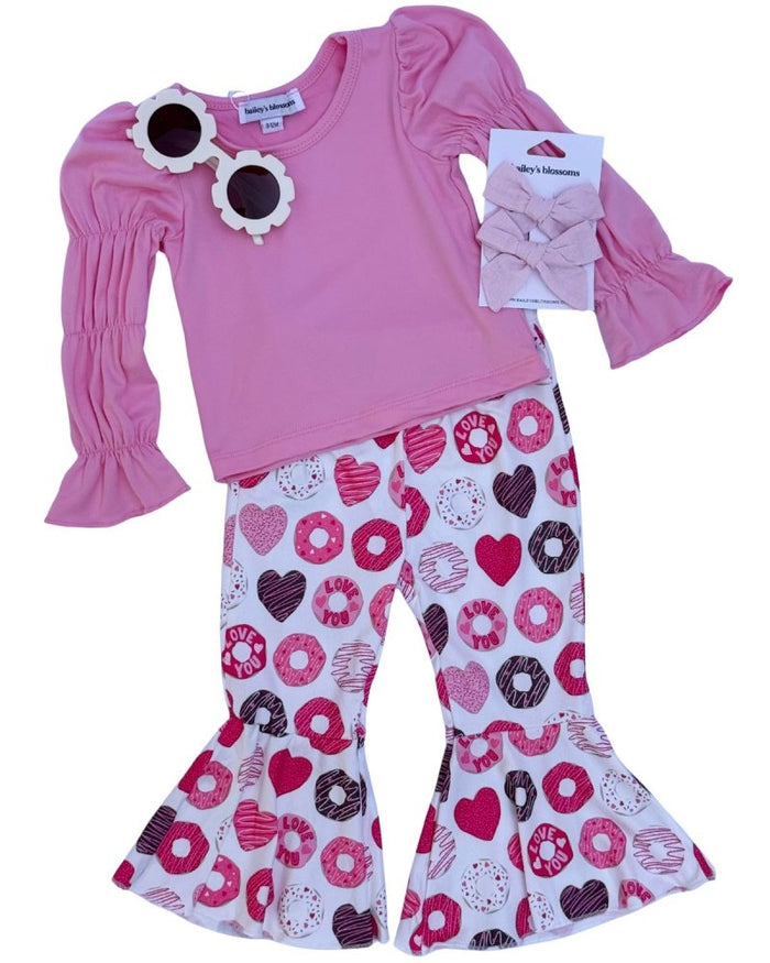 Lina Pleated Bell Bottoms - Sweet Valentine product_type - Bailey's Blossoms