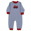 Little Plaid Firetruck - Boys Knit Romper