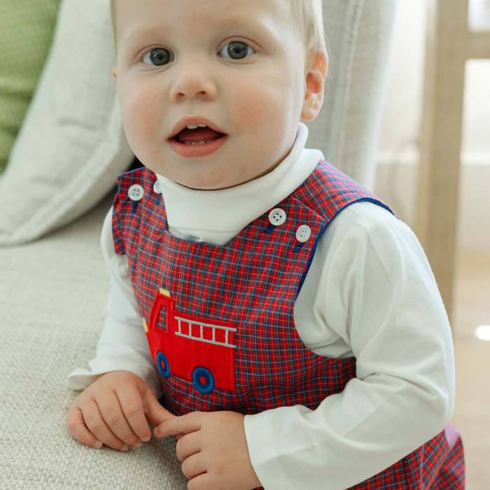 Little Plaid Firetruck - Reversible John-John