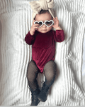 Livee Long Sleeve Velour Leotard - Cranberry product_type - Bailey's Blossoms