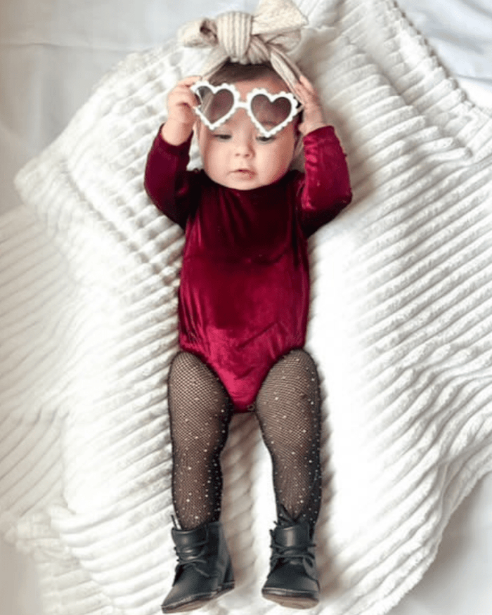 Livee Long Sleeve Velour Leotard - Cranberry product_type - Bailey's Blossoms
