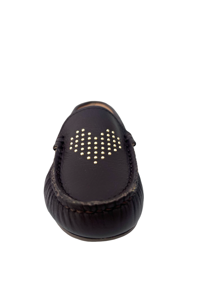 LMDI Brown Loafer with Heart Studs