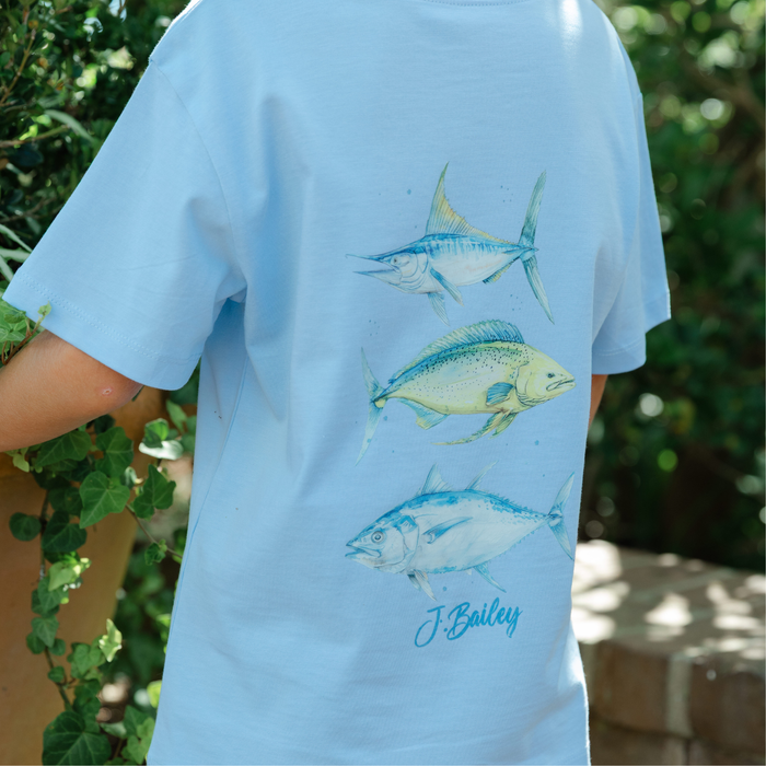 Logo Tee - Fish Trio on Bayberry