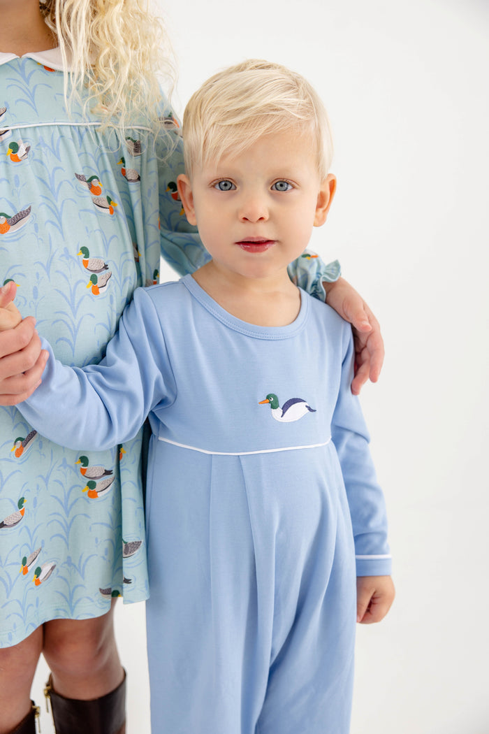 Long Sleeve Bradford Romper Sarasota Sky Worth Ave White Duck