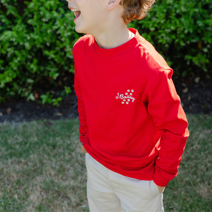 Long Sleeve Logo Tee - Dawg/Red