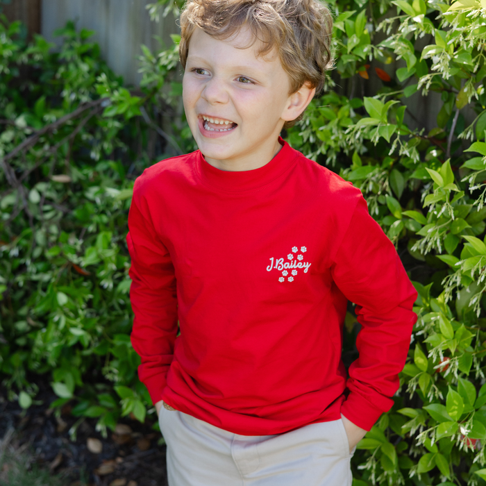 Long Sleeve Logo Tee - Dawg/Red