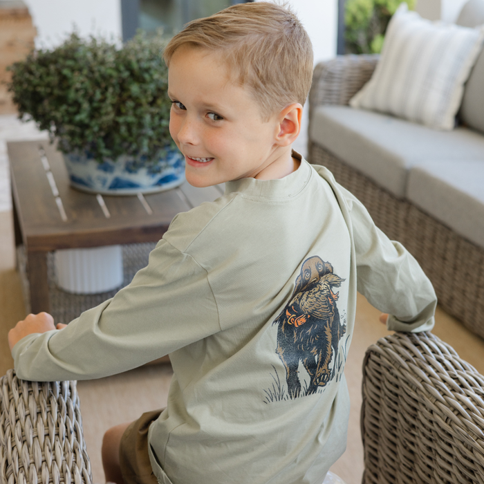 Long Sleeve Logo Tee - Spaniel/Pistachio