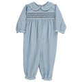 Lt. Blue Microcheck with Blue Geometrics - Dressy Bubble Long