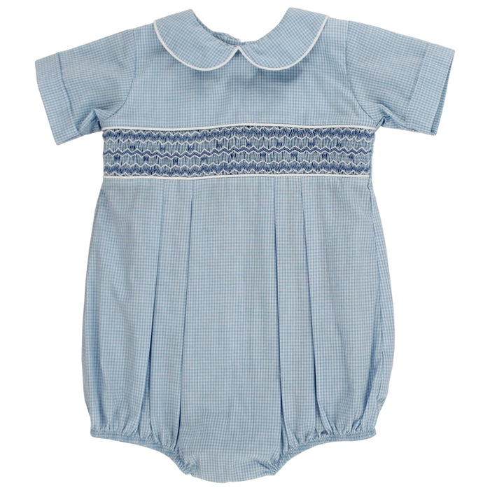 Lt. Blue Microcheck with Blue Geometrics - Dressy Bubble Short
