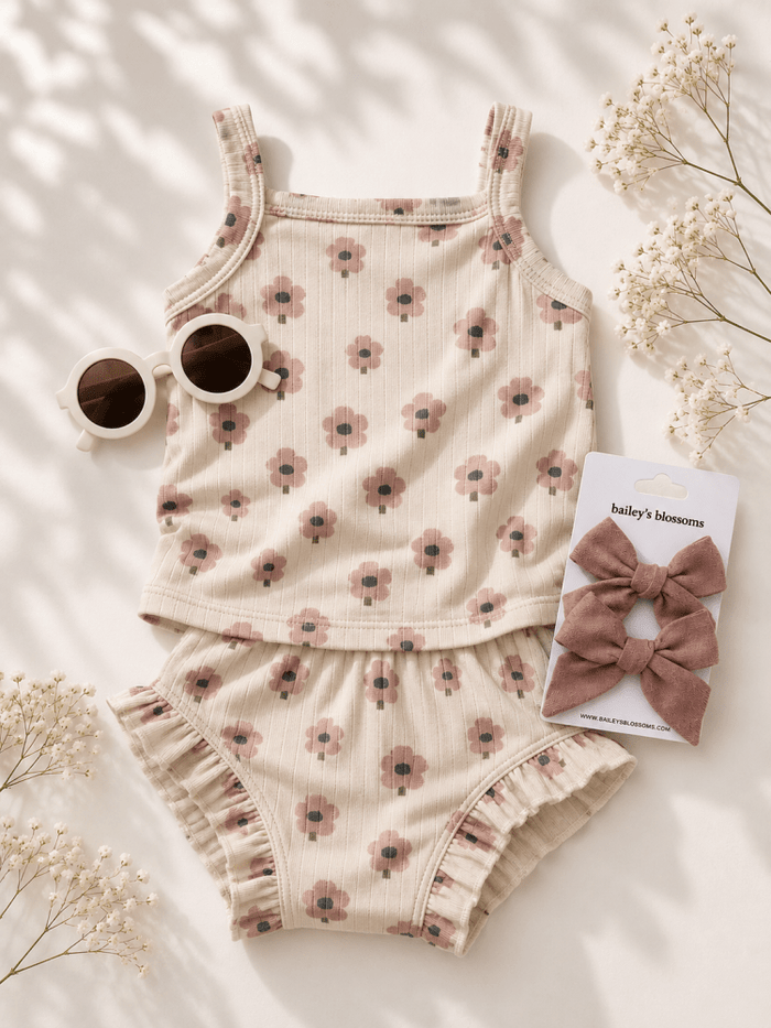 Luna Top & Bloomer Set - Blush Daisy product_type - Bailey's Blossoms
