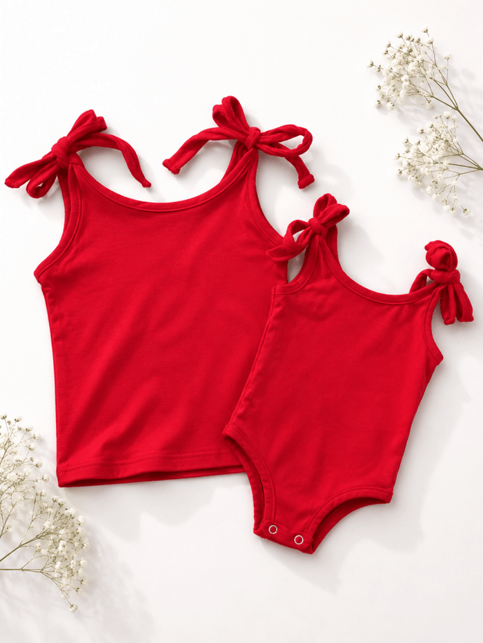Madden Tie-Shoulder Tank Top & Leotard - Red product_type - Bailey's Blossoms