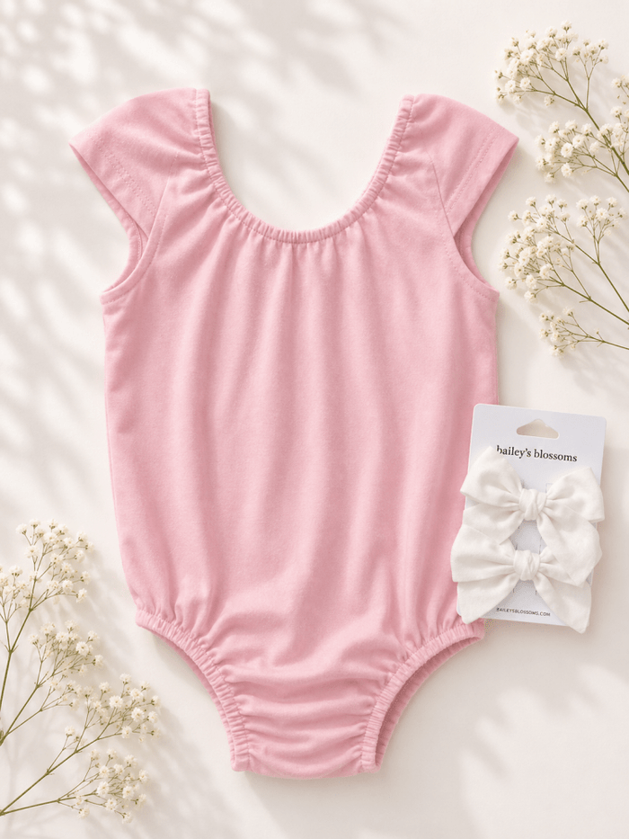 Maggie Cap Sleeve Leotard - Pink Petal product_type - Bailey's Blossoms