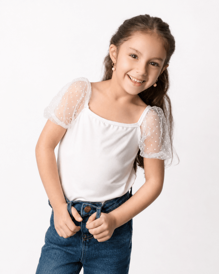 Maisie Puff Shoulder Leotard - White product_type - Bailey's Blossoms