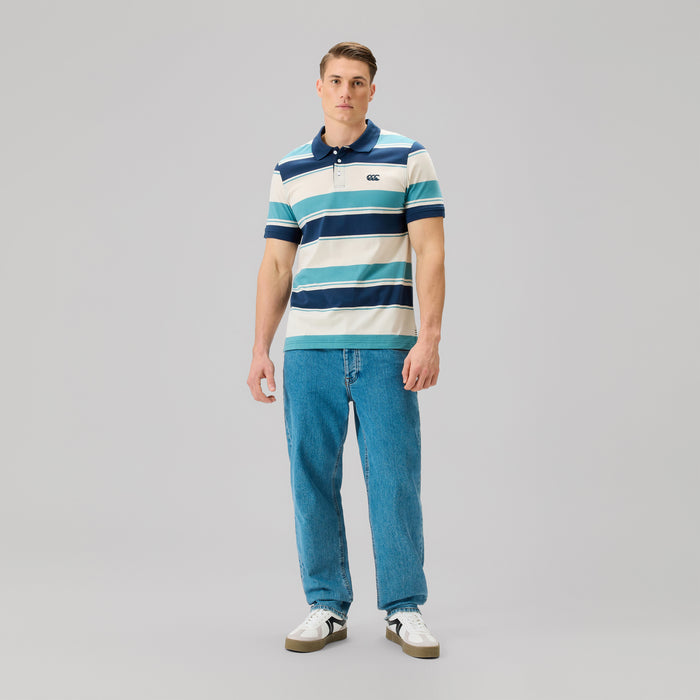 Mens Fundamentals Stripe Polo Shirt Blue