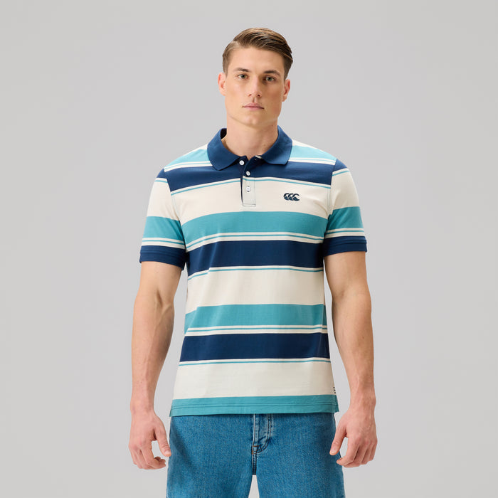Mens Fundamentals Stripe Polo Shirt Blue