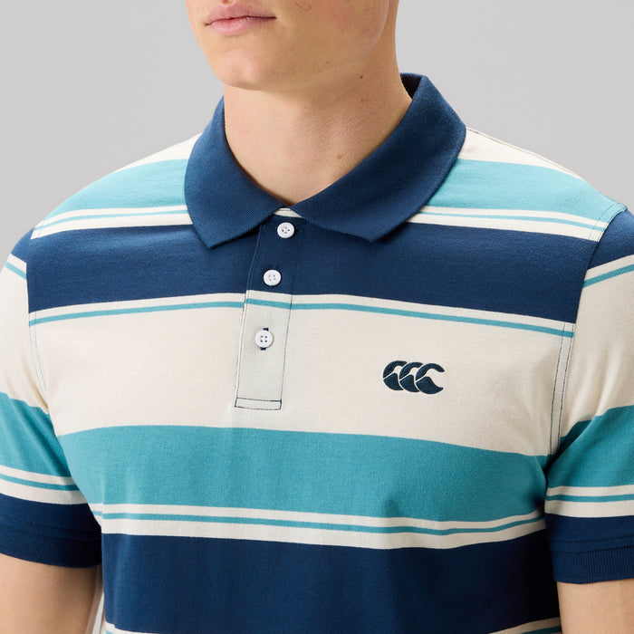 Mens Fundamentals Stripe Polo Shirt Blue