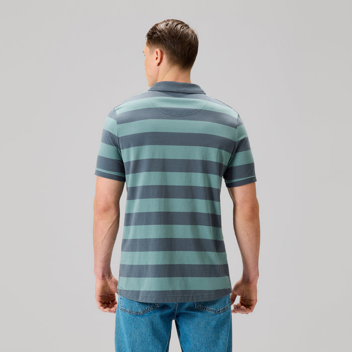 Mens Fundamentals Stripe Polo Shirt Grey