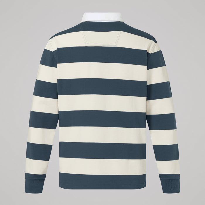 Mens Fundamentals Yarn Stripe Rugby Jersey Grey