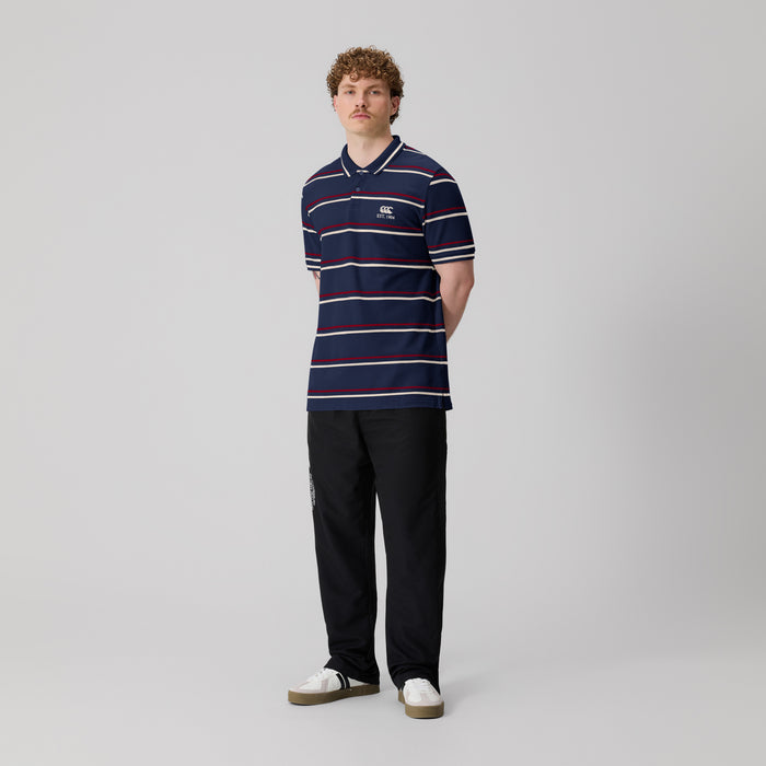 Mens Multi Stripe Polo Navy